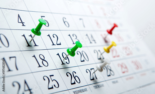 large wall calendar with number of days needles