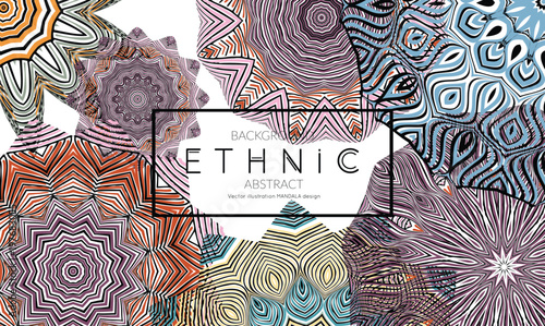 Ethnic banners template with floral Mandala ornament.