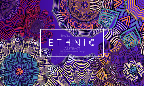 Ethnic banners template with floral Mandala ornament.