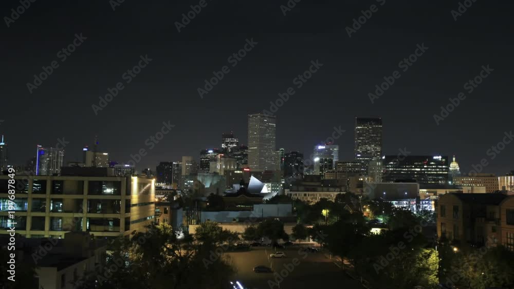 Denver Skyline at night time lapse Denver Skyline at night time lapse
