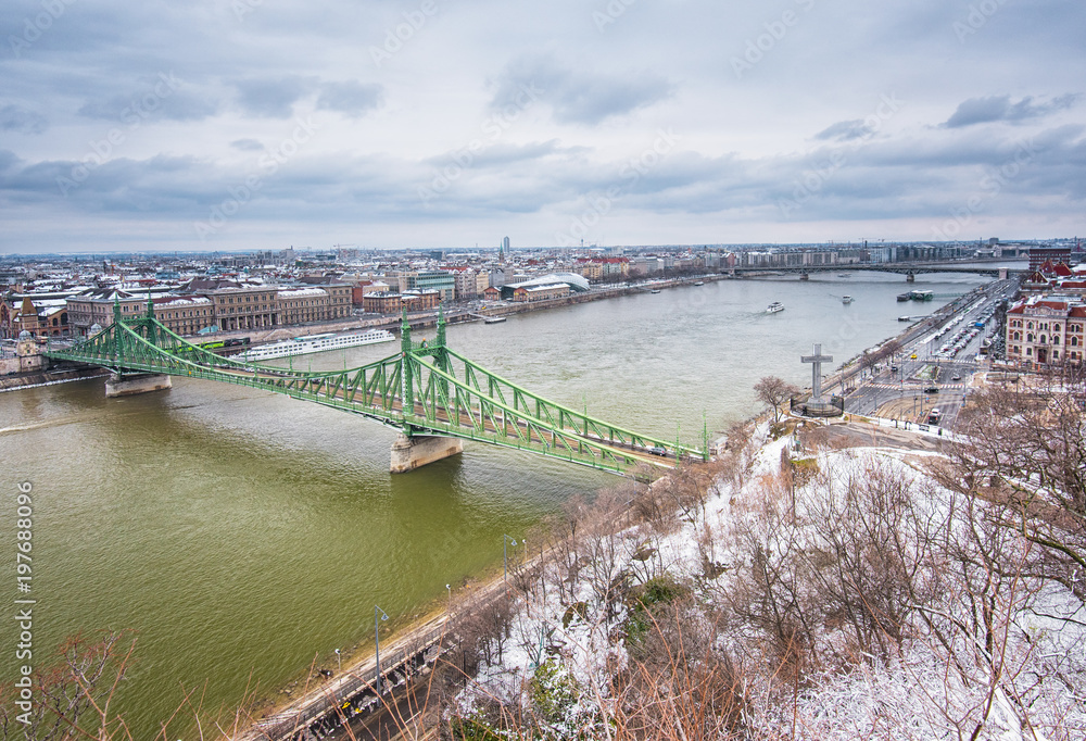 Panoramic view on Budapest in winter