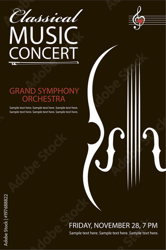 monochrome classical concert poster with violin image