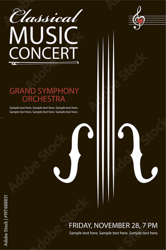 monochrome classical concert poster with violin image
