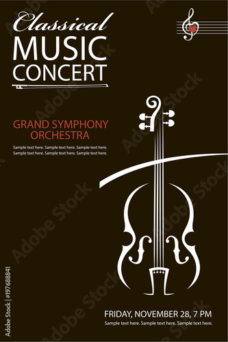 monochrome classical concert poster with violin image