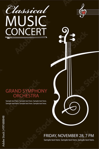monochrome classical concert poster with violin image