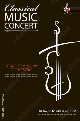 monochrome classical concert poster with violin image