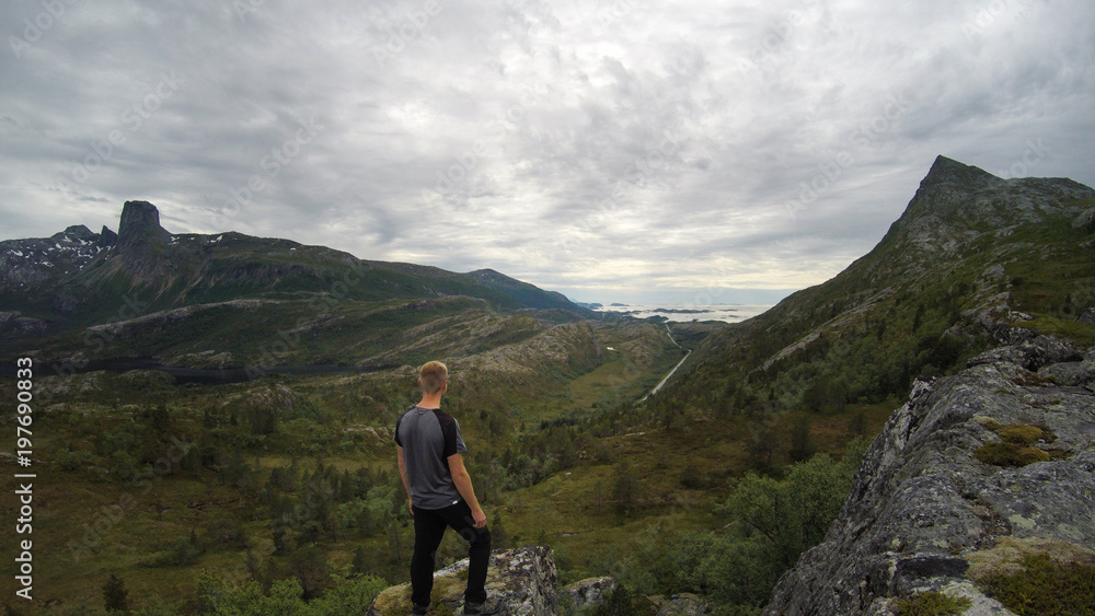 hiker in the fjell of northern norway, Panorama