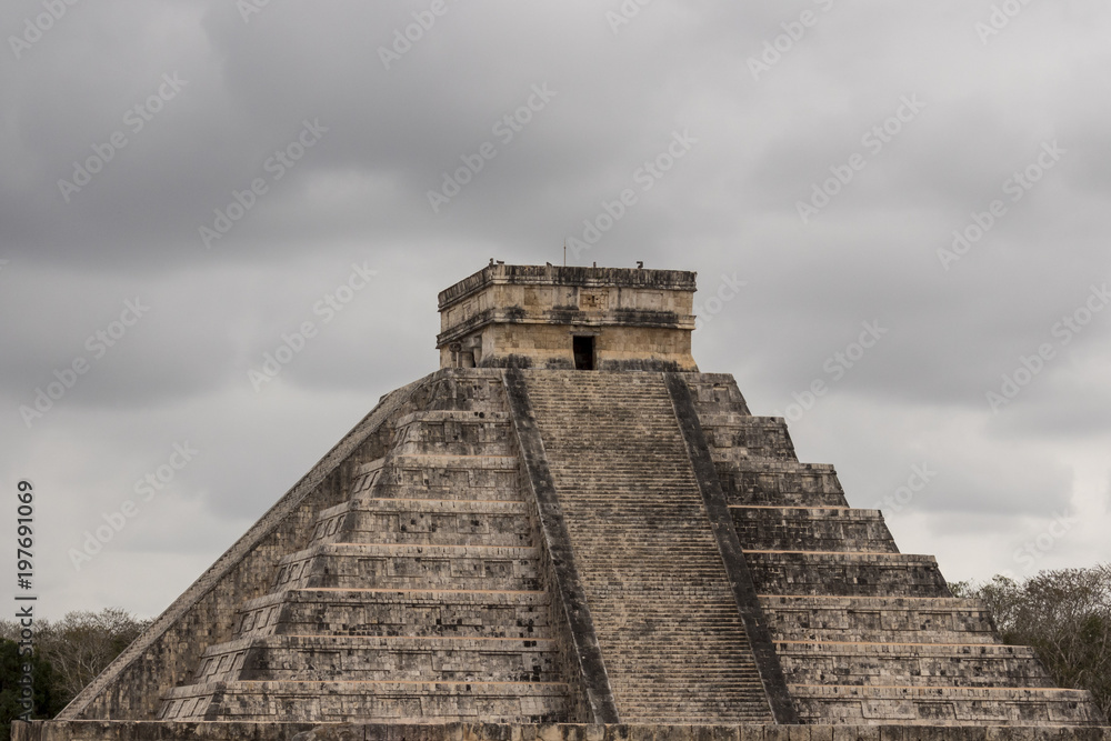 Chichen Itza Pyramid is a mayan calendar. It represents 18 months of 20 days each, and during spring and autum equinox kukulkan deity aka the feather snake, projects a shadow on one of its sides 