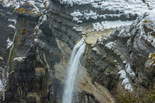 Delika Nervion waterfall natural monument  in winter  Basque Cou