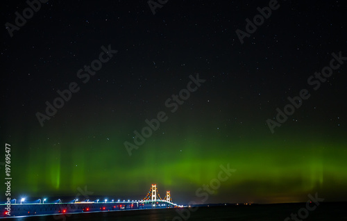 Mackinaw Bridge - aurora borealis - Northern Lights