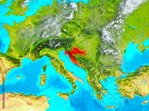 Croatia in red on Earth