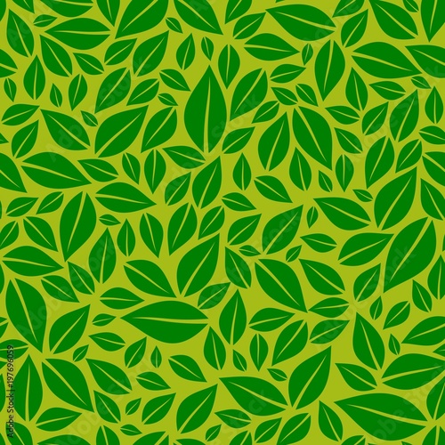 Green leaves seamless pattern