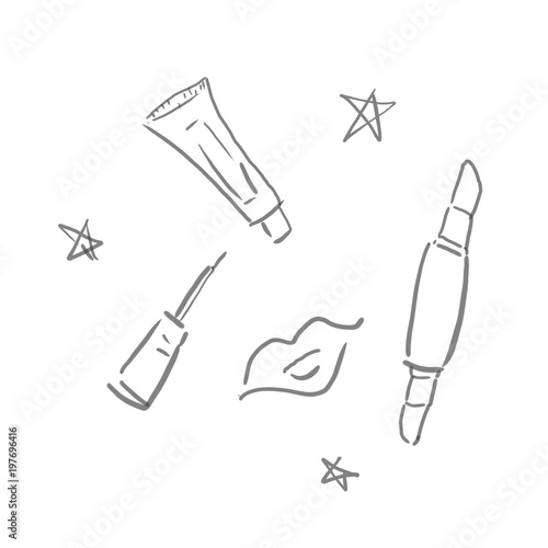 メイクアップ 化粧道具などの線画 下絵 ラフ 塗り絵ゆるいイラスト Stock Illustration Adobe Stock メイクアップ 化粧道具などの線画 下絵 ラフ 塗り絵ゆるいイラスト Stock Illustration Adobe Stock