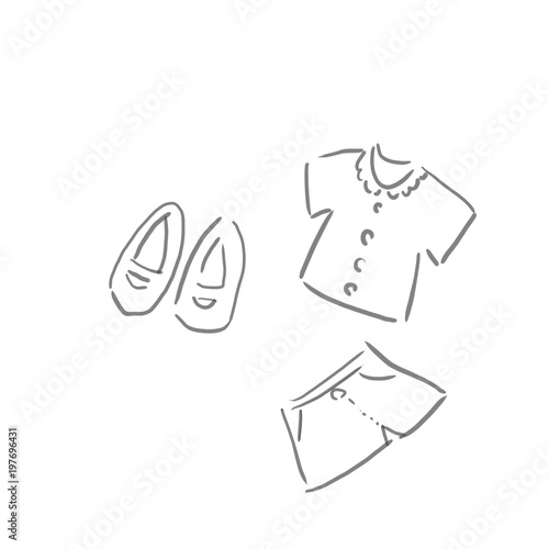 今日のコーデ ファッションの線画 下絵 ラフ 塗り絵ゆるいイラスト Stock イラスト Adobe Stock