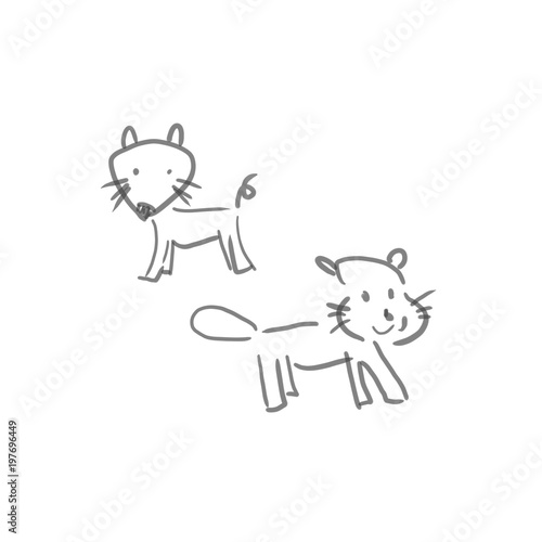 野良犬たち 動物 犬の線画 下絵 ラフ 塗り絵ゆるいイラスト Stock Illustration Adobe Stock