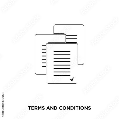 terms and conditions  icon on white background, in black, vector icon illustration