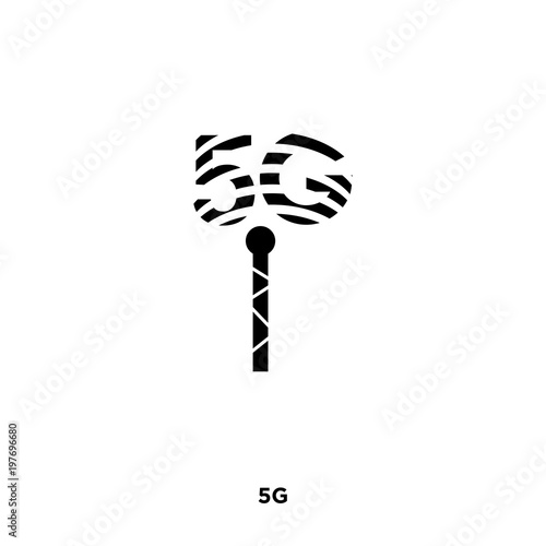 5g icon on white background, in black, vector icon illustration