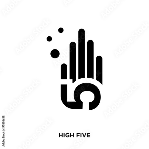 high five icon on white background, in black, vector icon illustration