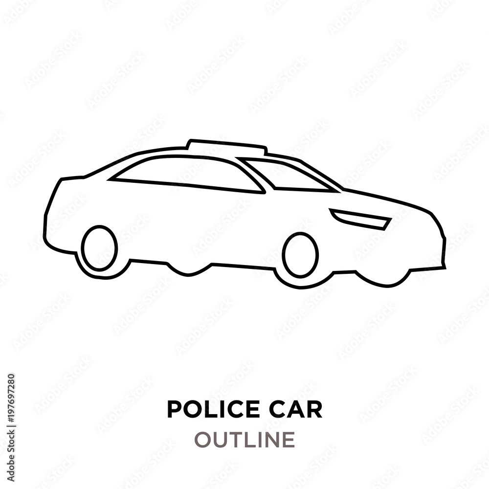 police car outline on white background