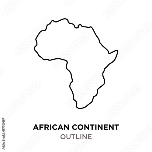 african continent outline on white background