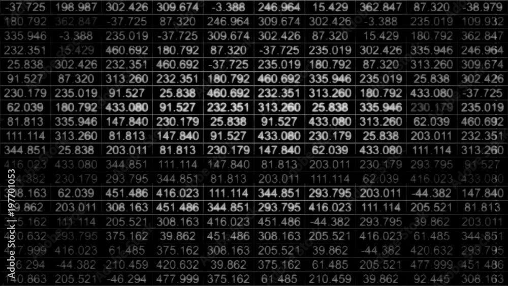 Data Storm 0658: A data grid of streaming numbers (Loop). Data Storm 0658: A data grid of streaming numbers (Loop).