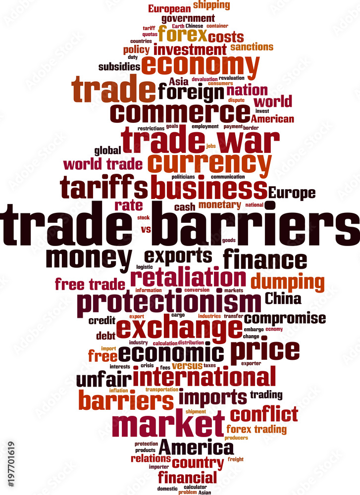 Trade barriers word cloud