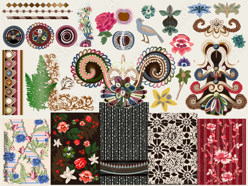 Fototapeta Victorian Floral Vector Kit - Borders Frames Backgrounds & Element