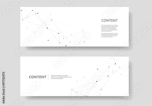 Set vector horisontal template with connect design. Abstract geometric pattern, compound dots and lines background