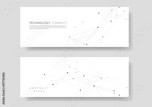 Set vector horisontal template with connect design. Abstract geometric pattern, compound dots and lines background