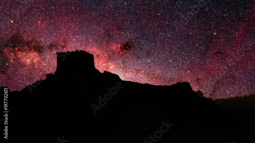 Old world stars. Dramatic time lapse view of stars moving over a old castle ruins.