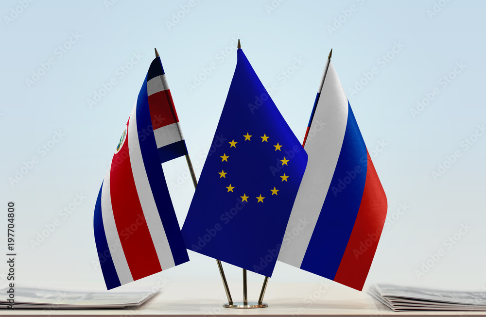 Flags of Costa Rica European Union and Russia