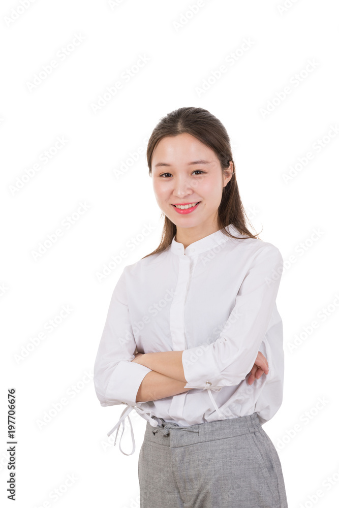 Smiling Asian Business Woman. Businesswoman in white shirt smiling looking at camera. Smiling Asian Business Woman. Businesswoman in white shirt smiling looking at camera.