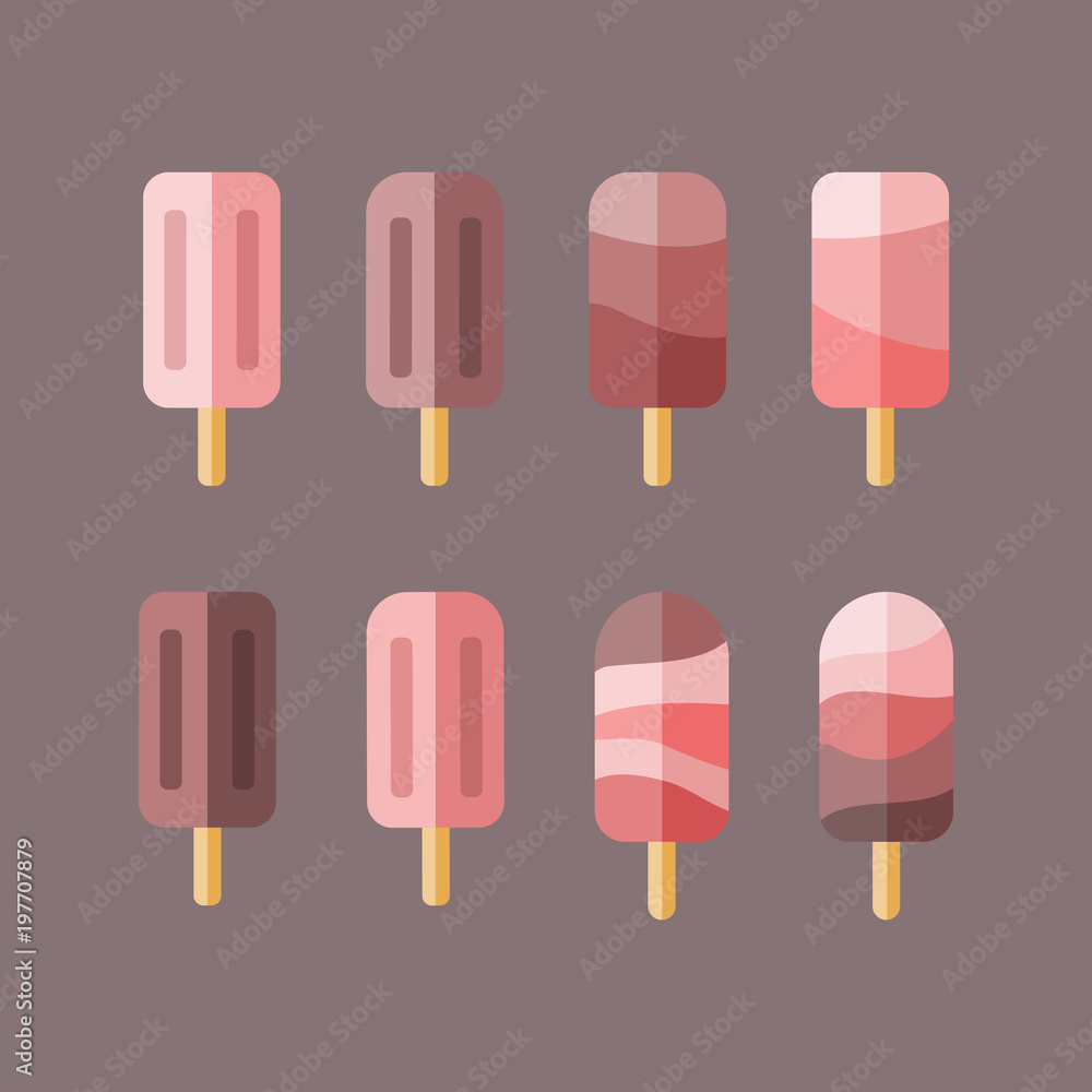 Chocolate ice cream vector clipart. Set of icons for summer season design Chocolate ice cream vector clipart. Set of icons for summer season design