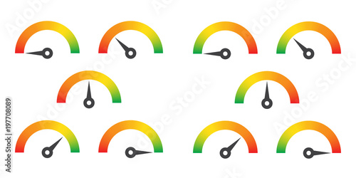 Meter sign infographic gauge element from red to green and green to red vector illustration