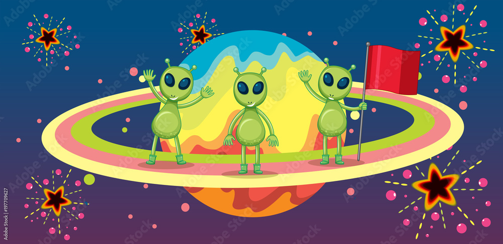 Three aliens on new planet Three aliens on new planet