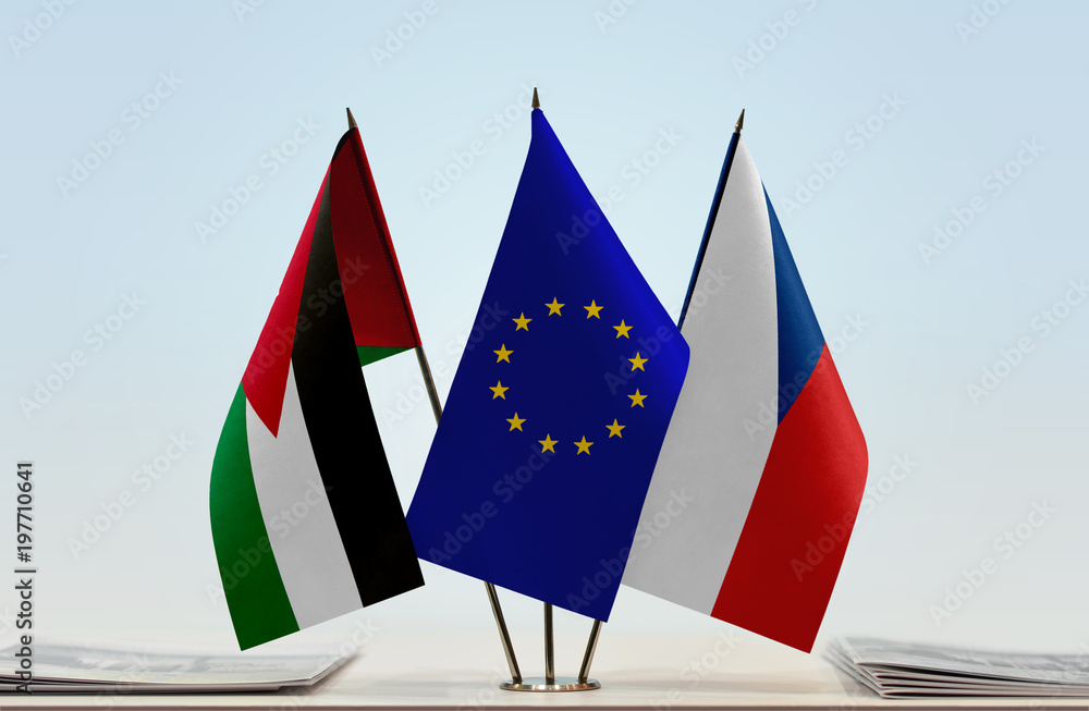 Flags of Jordan European Union and Czech Republic