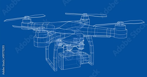 Qadrocopter. Vector rendering of 3d
