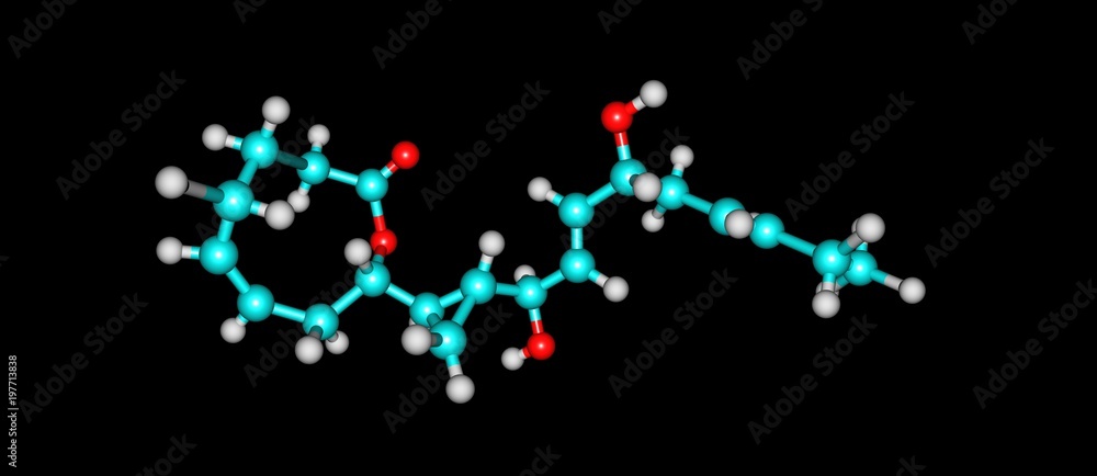 Neohalicholactone molecular structure isolated on black background