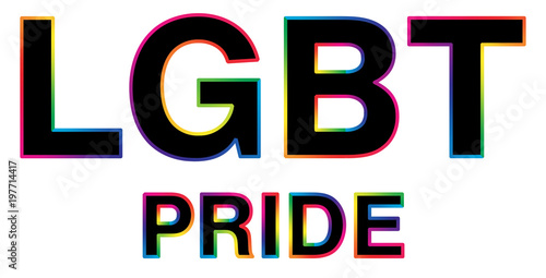 black LGBT Pride word with colorful stroke