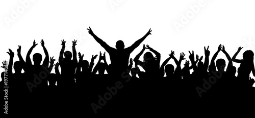 Applause, cheerful crowd, silhouette vector