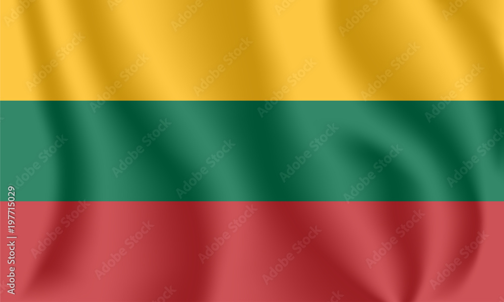 Flag of Lithuania. Realistic waving flag of Republic of Lithuania. Fabric textured flowing flag of Lithuania. Flag of Lithuania. Realistic waving flag of Republic of Lithuania. Fabric textured flowing flag of Lithuania.