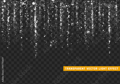 Glowing lights white glitter. Sparkle particles texture. Christmas dust, luxury sparkling vector background
