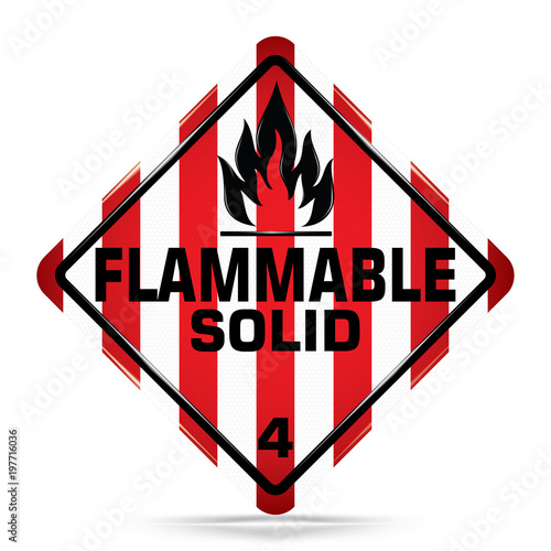 International Flammable Solid Class 4 Symbol,White and red Warning Dangerous icon on white background, Attracting attention Security First sign, Idea for,graphic,web design,Vector,EPS10.