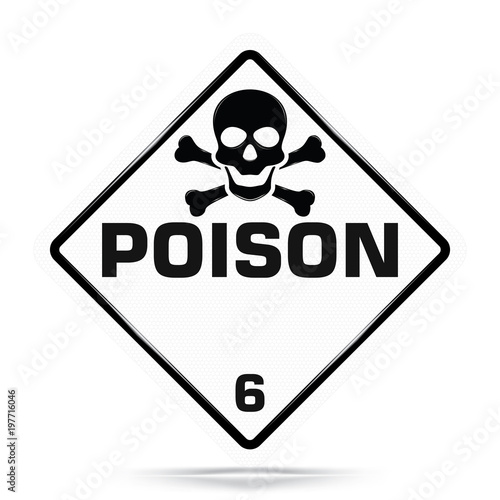 International Poison Class 6 Symbol,White Warning Dangerous icon on white background, Attracting attention Security First sign, Idea for,graphic,web design,Vector and illustration,EPS10.