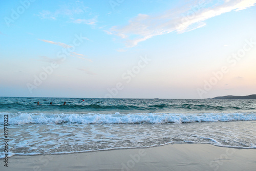 Fantastic seascape with ripples on the beach and Background 