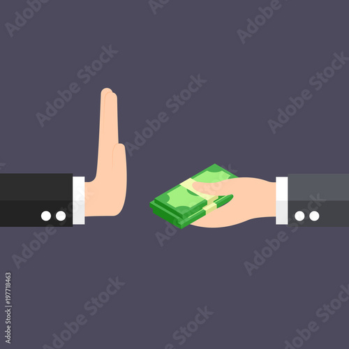 Hand reject and a hand giving money note bank, icon for business design