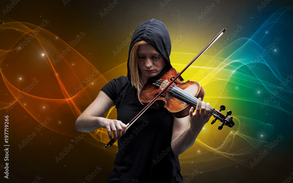 Violinist with colorful fabled concept
