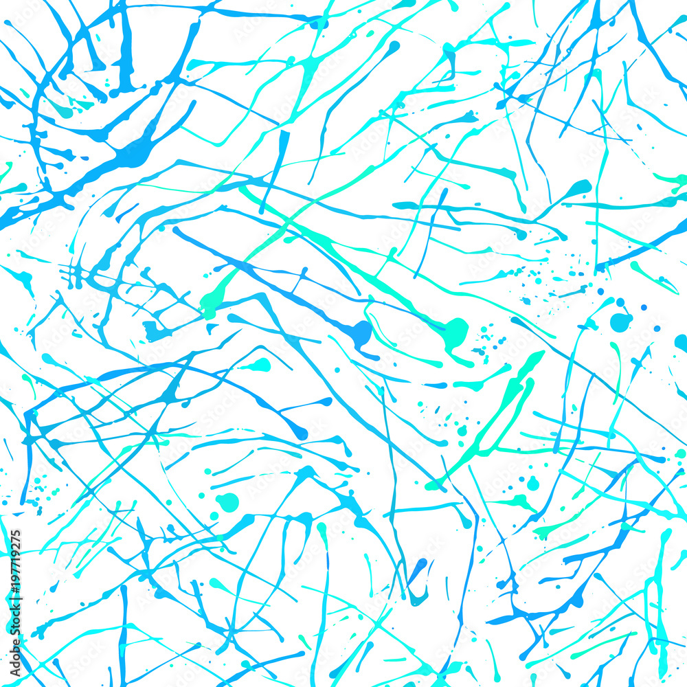 Fototapeta premium Vector ink brush strokes and splashes seamless pattern.