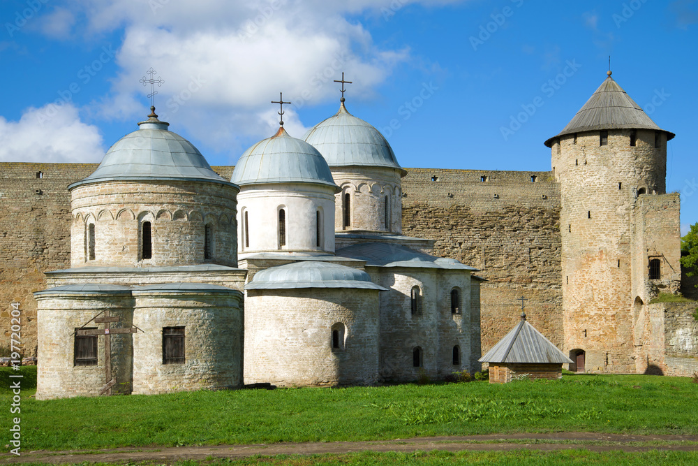 Temples of the Ivangorod Fortress on a sunny September day. Leningrad regiont, Russia