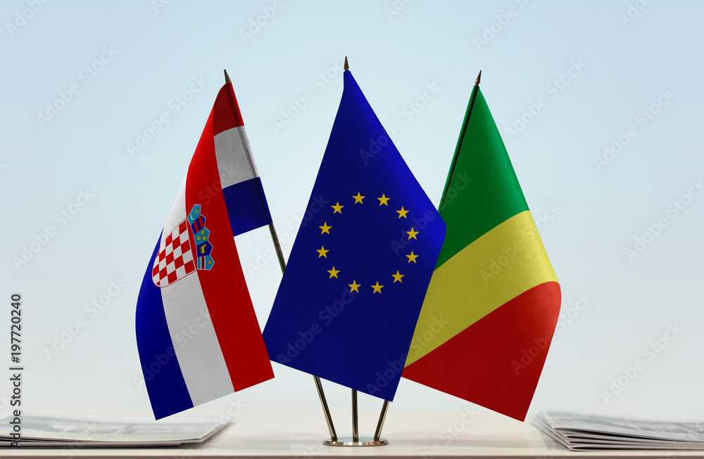Flags of Croatia European Union and Republic of the Congo